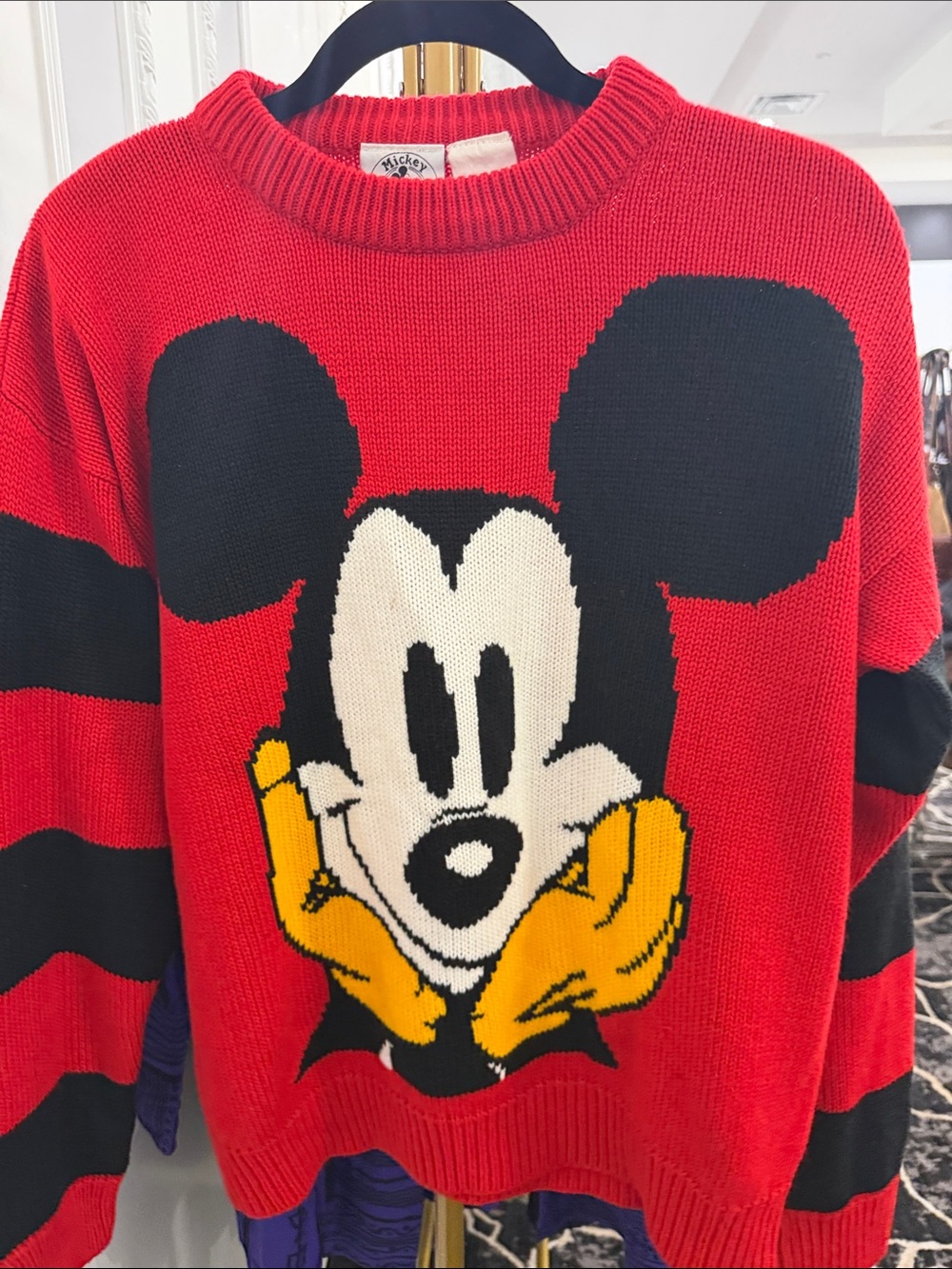 Red Mickey Graphic Crewneck Sweater by (no brand)